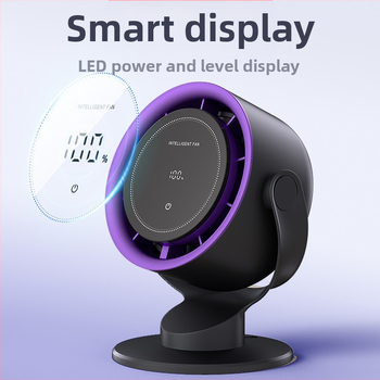 USB Type-C prisilietimo valdymas ventiliatorius be mentelių, stalinis arba sieninis tvirtinimas, įmontuota baterija 2000–4000 mAh, veikimo laikas 3–6 val., 100 greičių lygių