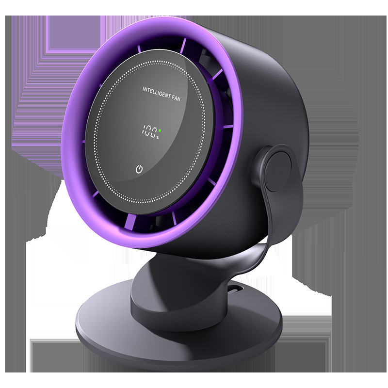 USB Type-C prisilietimo valdymas ventiliatorius be mentelių, stalinis arba sieninis tvirtinimas, įmontuota baterija 2000–4000 mAh, veikimo laikas 3–6 val., 100 greičių lygių
