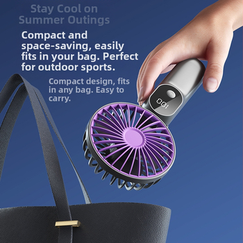 Φορητός ανεμιστήρας χειρός με μοτέρ χωρίς ψήκτρες, ενσωματωμένη μπαταρία 1200–2000 mAh, φόρτιση USB, 6 ταχύτητες ροής αέρα