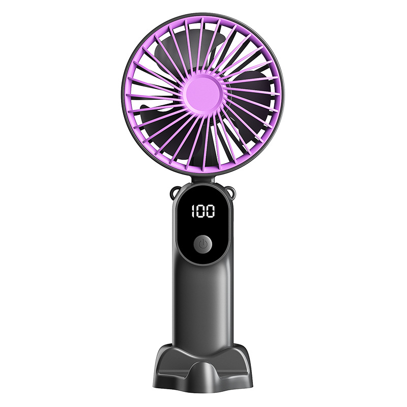 USB-priključeni ručni ventilator s digitalnim zaslonom, sklopni stolni ventilator, 6 brzina, 3 lopatice, ugrađena baterija