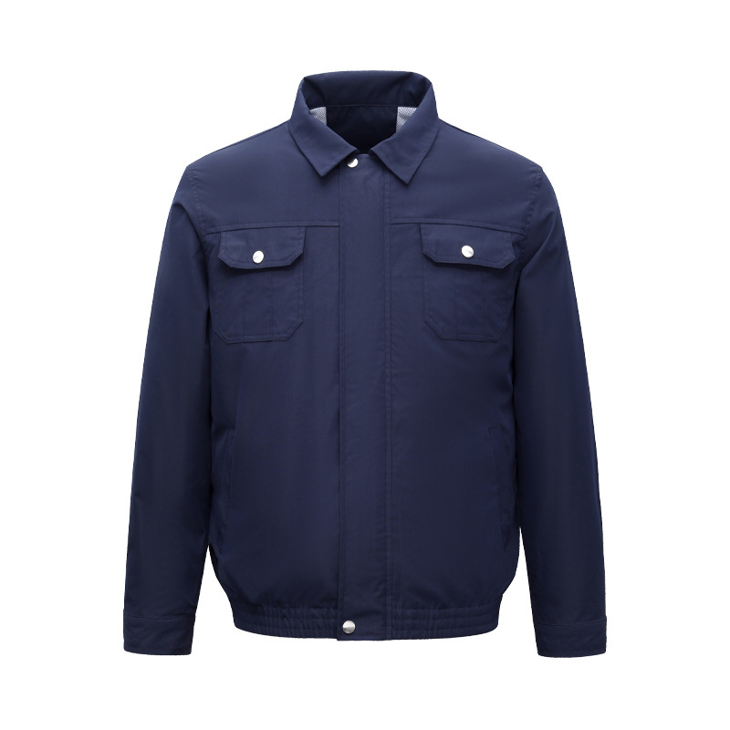 Мъжко дишащо работно палто, смесени химични влакна, 100% полиестер основна тъкан, подплата полиестер, летен сезон, за фабрична работна среда