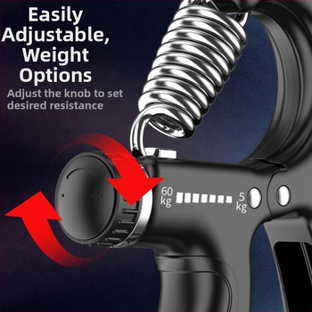 Γυμναστής δύναμης λαβής, ρυθμιζόμενος 5–60 kg, PP υλικό, μηχανισμός ελατηρίου τάσεων, Jian Rui