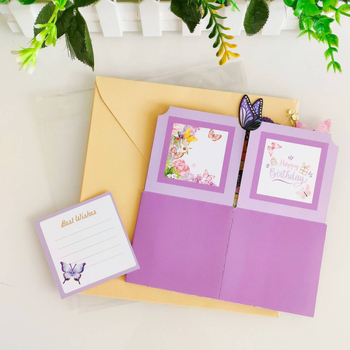 Поздравителна картичка в пасторален стил, от специална хартия, печатна техника