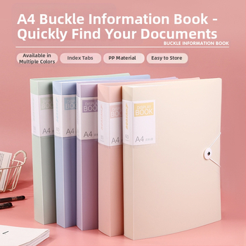 PP прозрачен файл-папка с закопчалка за документи и учебни материали, с вмъкващи страници, класификация и съхранение; печатано лого; дебелина 80C; страници 30/60/80/100; IP авторизация: Няма.