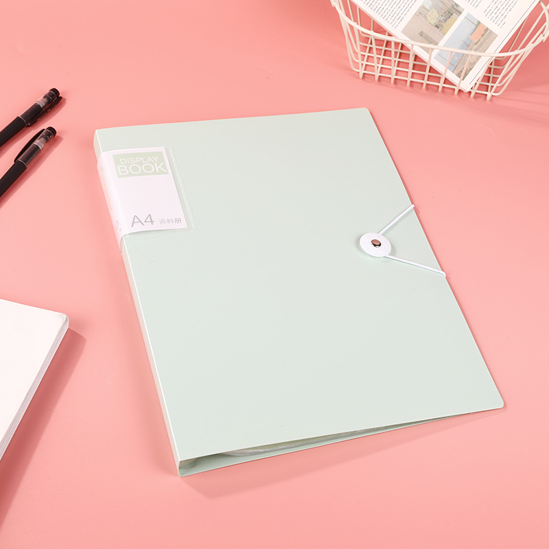 PP прозрачен файл-папка с закопчалка за документи и учебни материали, с вмъкващи страници, класификация и съхранение; печатано лого; дебелина 80C; страници 30/60/80/100; IP авторизация: Няма.