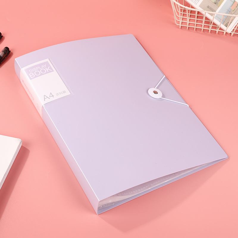 PP прозрачен файл-папка с закопчалка за документи и учебни материали, с вмъкващи страници, класификация и съхранение; печатано лого; дебелина 80C; страници 30/60/80/100; IP авторизация: Няма.