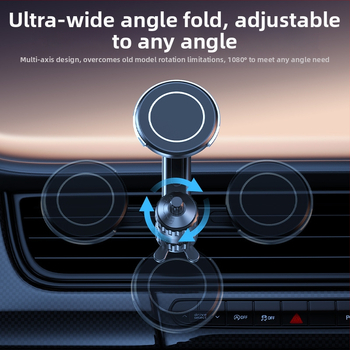 Автомобилен държател за телефон с MagSafe магнитно всмукване, монтиран към въздушен изход, регулируем удължителен прът и спирална кука