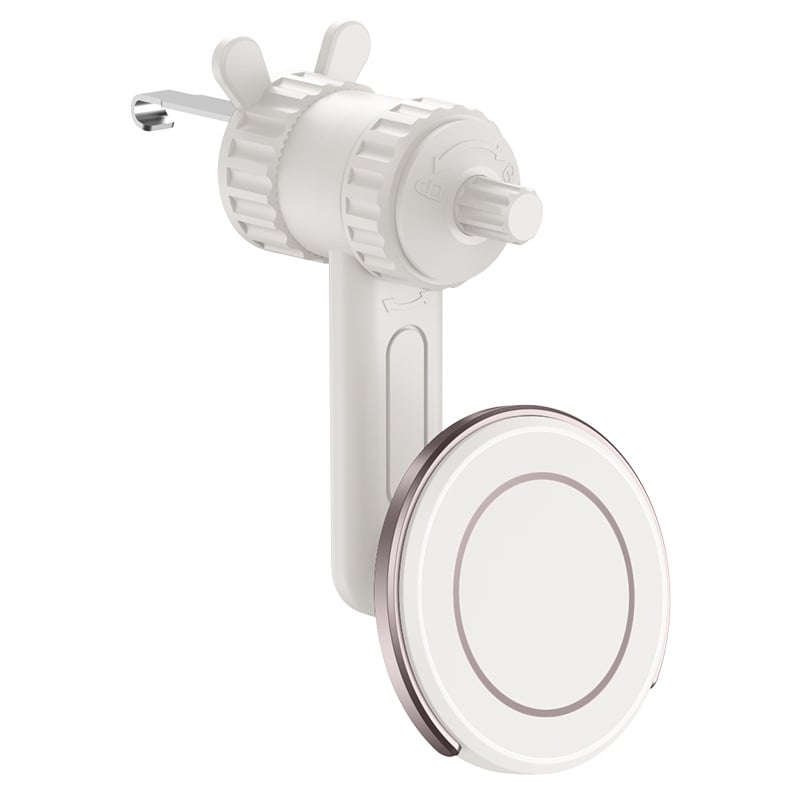 Suport auto pentru telefon cu MagSafe, fixare magnetică, montaj pe aerisire, braț extensibil reglabil și cârlig spiral