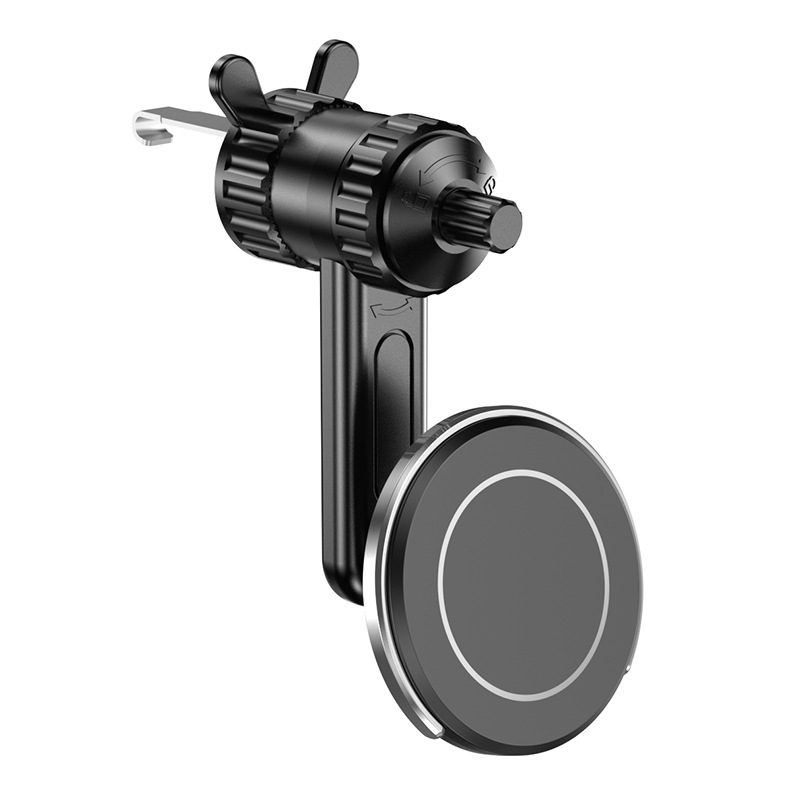 Suport auto pentru telefon cu MagSafe, fixare magnetică, montaj pe aerisire, braț extensibil reglabil și cârlig spiral