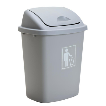 Plastmasas atkritumu tvertne ar šūpojošu vāku, 12 l vai vairāk tilpums, barreļa forma, komerciālai izmantošanai