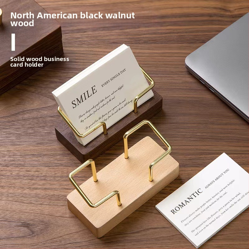 Θήκη επαγγελματικών καρτών από καρυδιά και οξιά, μονοεπίπεδη, γεωμετρικός σχεδιασμός, μοντέλο 20240521, χωρητικότητα 72 καρτών