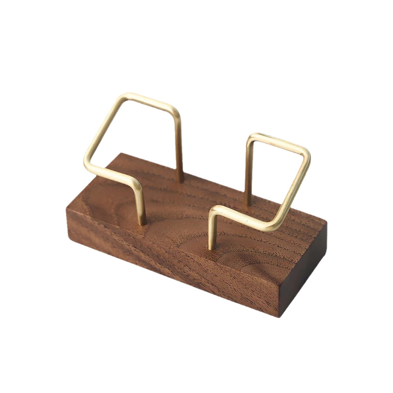 Θήκη επαγγελματικών καρτών από καρυδιά και οξιά, μονοεπίπεδη, γεωμετρικός σχεδιασμός, μοντέλο 20240521, χωρητικότητα 72 καρτών