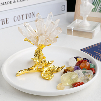 Krištolo žiedų klasterio medžio dekoras, rankų darbas, geometrinis stilius, Apeng Crystal Crafts