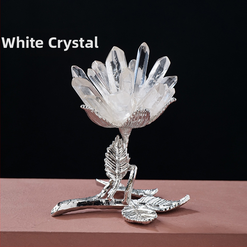 Krištolo žiedų klasterio medžio dekoras, rankų darbas, geometrinis stilius, Apeng Crystal Crafts