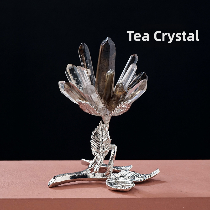 Krištolo žiedų klasterio medžio dekoras, rankų darbas, geometrinis stilius, Apeng Crystal Crafts