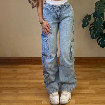 Jeans damă talie înaltă, drepti, stil street hipster, denim, 95% bumbac