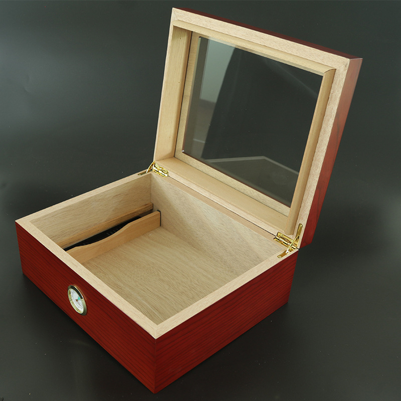 Cigāru mitruma kārba, divslāņaina Snow Pine koka ar plauktu, minimālisks stils, rokdarbs, pielāgojama