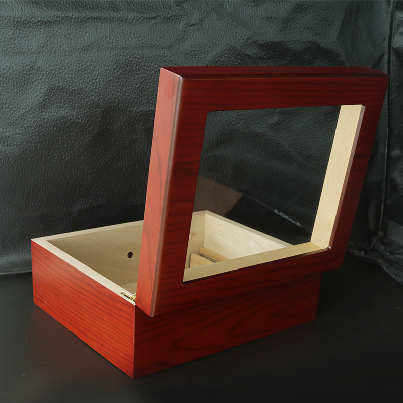 Cigāru mitruma kārba, divslāņaina Snow Pine koka ar plauktu, minimālisks stils, rokdarbs, pielāgojama