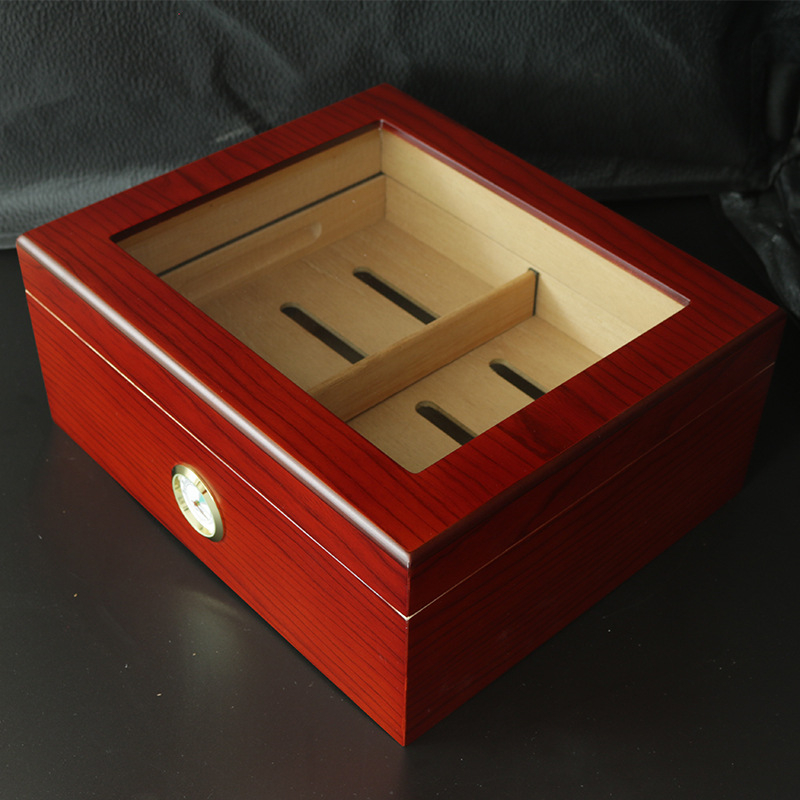 Cigāru mitruma kārba, divslāņaina Snow Pine koka ar plauktu, minimālisks stils, rokdarbs, pielāgojama