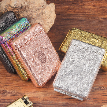 Pipe man Metāla cigarešu kārba Eiropas retro stilā ar reljēvu rakstu, automātiski pacelams vāciņš, 14 cigarešu ietilpība