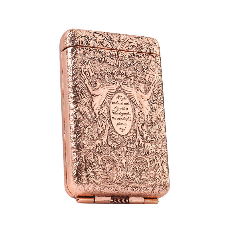 Pipe man Metāla cigarešu kārba Eiropas retro stilā ar reljēvu rakstu, automātiski pacelams vāciņš, 14 cigarešu ietilpība