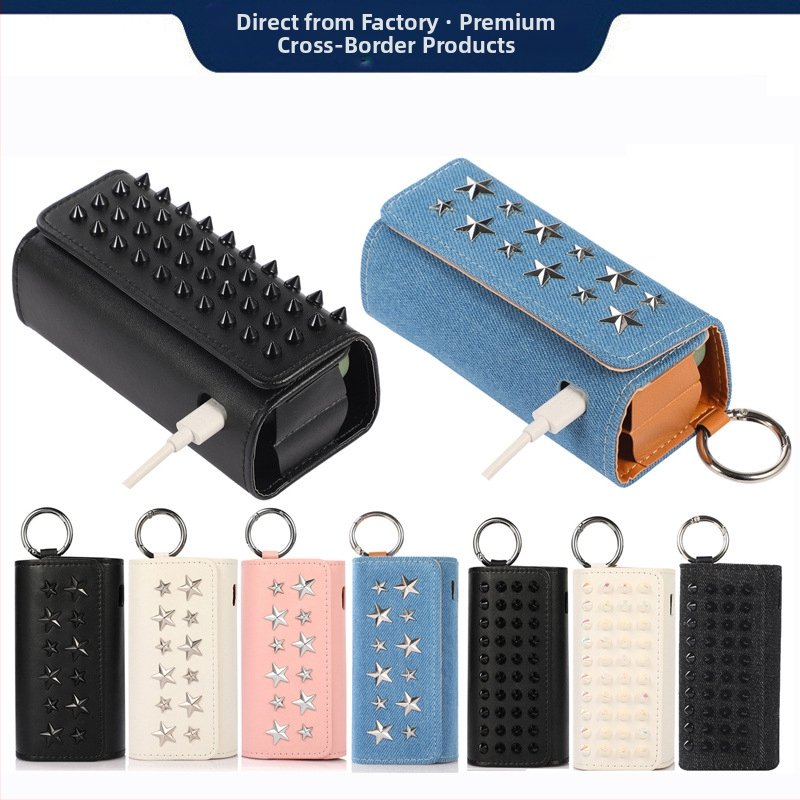 Aizsargājošs ādas gadījumā ar uzglabāšanas funkciju IQO 4.0 ILUM, 6. un 7. paaudze, japāņu stila gaišs luksuss, drukāts logo, Econlike