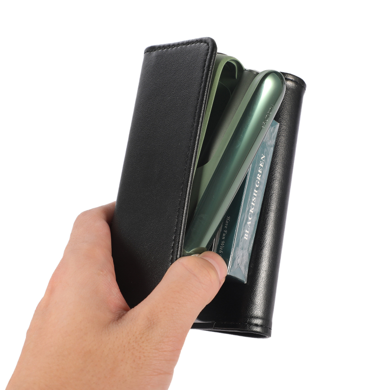 Aizsargājošs ādas gadījumā ar uzglabāšanas funkciju IQO 4.0 ILUM, 6. un 7. paaudze, japāņu stila gaišs luksuss, drukāts logo, Econlike