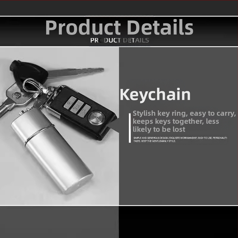 YF607 Kompaktný kovový popolník s kľúčenkou – ABS + nerezová oceľ; nie je jednorazový; funkcie: kľúčenka, ozdoba, uloženie; logo tlačené