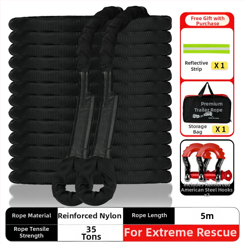 Автомобилно въже за теглене за офроуд – нейлон, Niubude; сила над 1000 lbs; основни приложения: ремарке и спасяване; подходящо за офроуд превозни средства, леки автомобили и мотоциклети