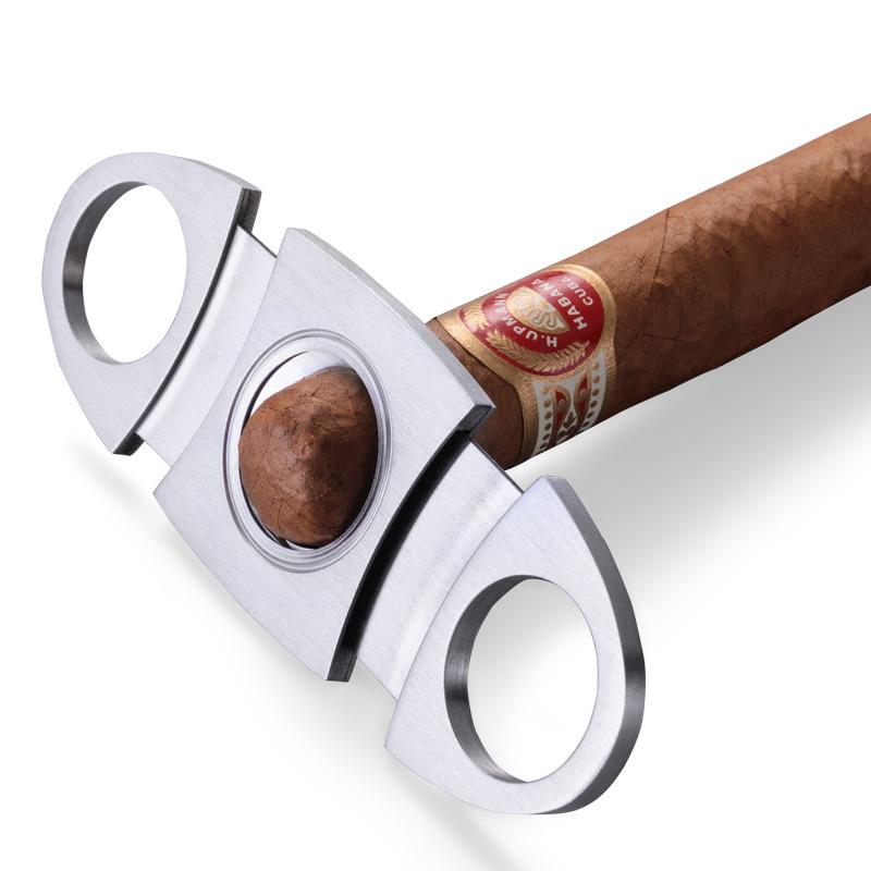 CIGARLOONG dviejų dalių rinkinys: cigarų uždegiklis ir peilis, nerūdijančio plieno, vėjo atsparus, butano kuras, nešiojamas