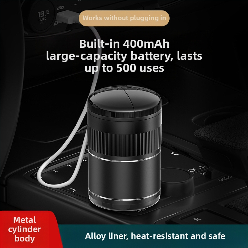 Okati автомобилен пепелник с инфрачервен автоматичен капак и метален вътрешен корпус, модел A70, тегло 0.23 кг