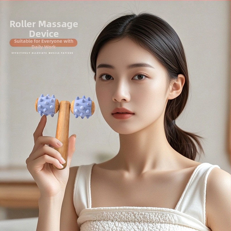 Prijenosni drveni masažni štapić, ručni masažni valjak s prilagođenim logom, 110 g