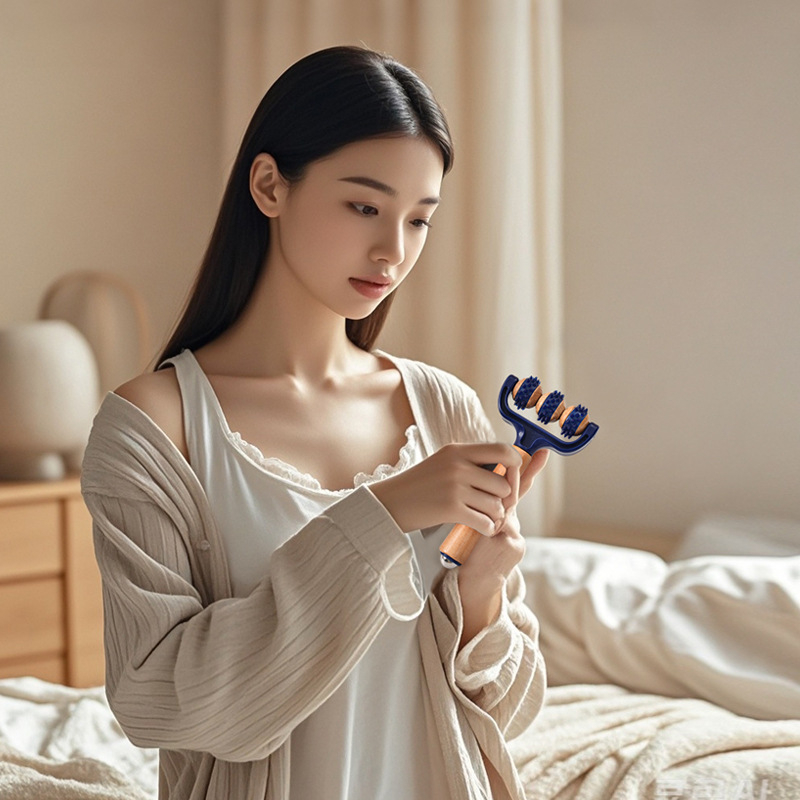 Prijenosni drveni masažni štapić, ručni masažni valjak s prilagođenim logom, 110 g