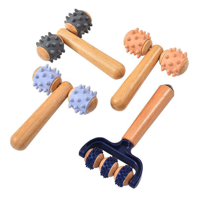 Prijenosni drveni masažni štapić, ručni masažni valjak s prilagođenim logom, 110 g