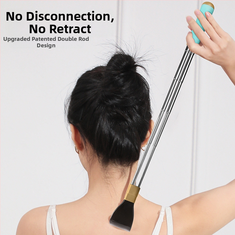 Чесалка за сърбежи и гръб, неръждаема стомана, разтегляема двойна пръчка, анти въртене