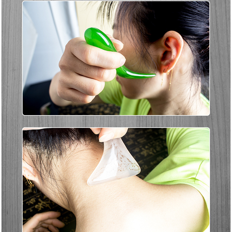 Izkrivljena spatula za scraping za masažu vratne kralješnice i ramena; materijal: smola; težina: 57 g; kategorija: scraping sheet/plate; primjena: zdravstveni masaža, fitness i ljepota tijela; prilagodljiva obrada dostupna