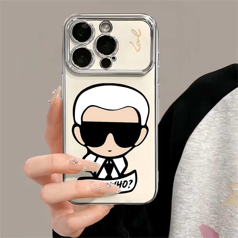 Apple karikatūras stila TPU vāciņš ar elektroplatinētu virsmu – izsmidzināts pārklājums, pretslīdēšana, pret kritieniem