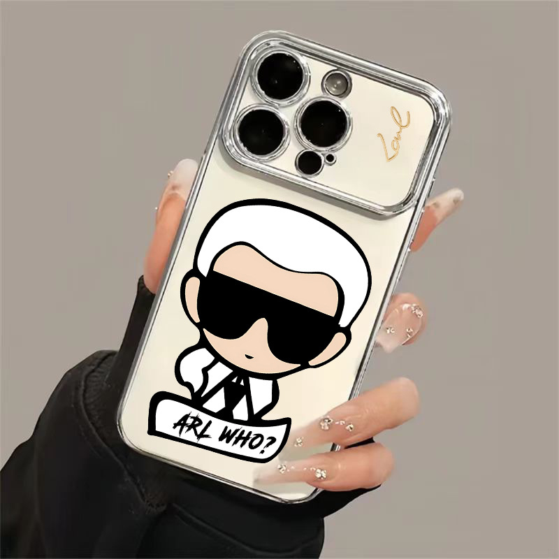 Apple karikatūras stila TPU vāciņš ar elektroplatinētu virsmu – izsmidzināts pārklājums, pretslīdēšana, pret kritieniem