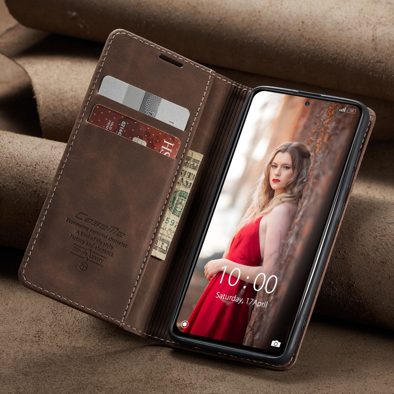 CaseMe PU+TPU vāciņš ar atveramu vāciņu Redmi Note 10 / Mi 11 Lite – roku darbs, pielāgojams, magnētisks statīvs, kritiena aizsardzība