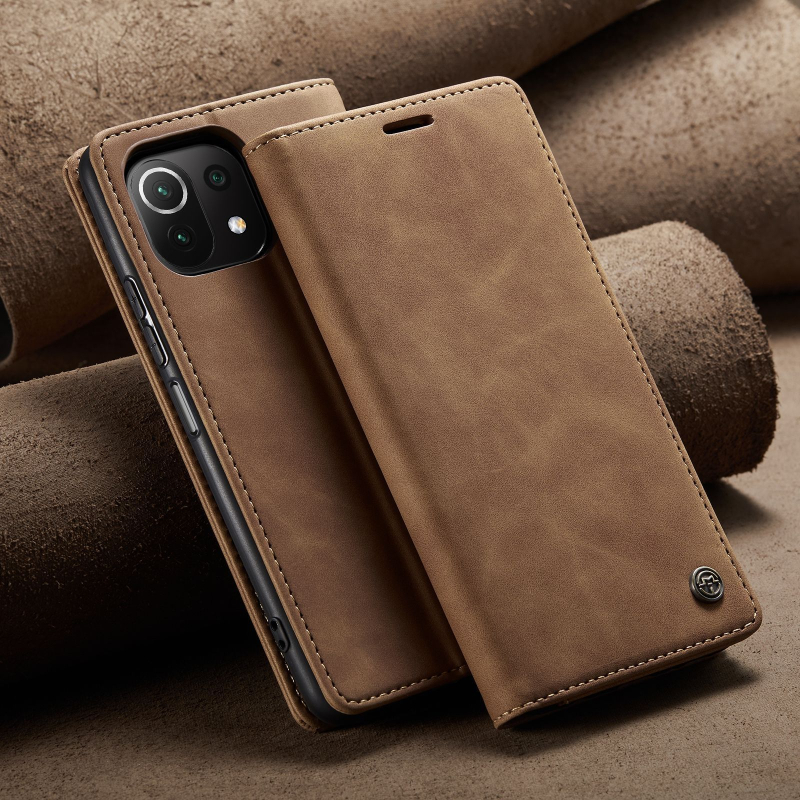 CaseMe PU+TPU vāciņš ar atveramu vāciņu Redmi Note 10 / Mi 11 Lite – roku darbs, pielāgojams, magnētisks statīvs, kritiena aizsardzība