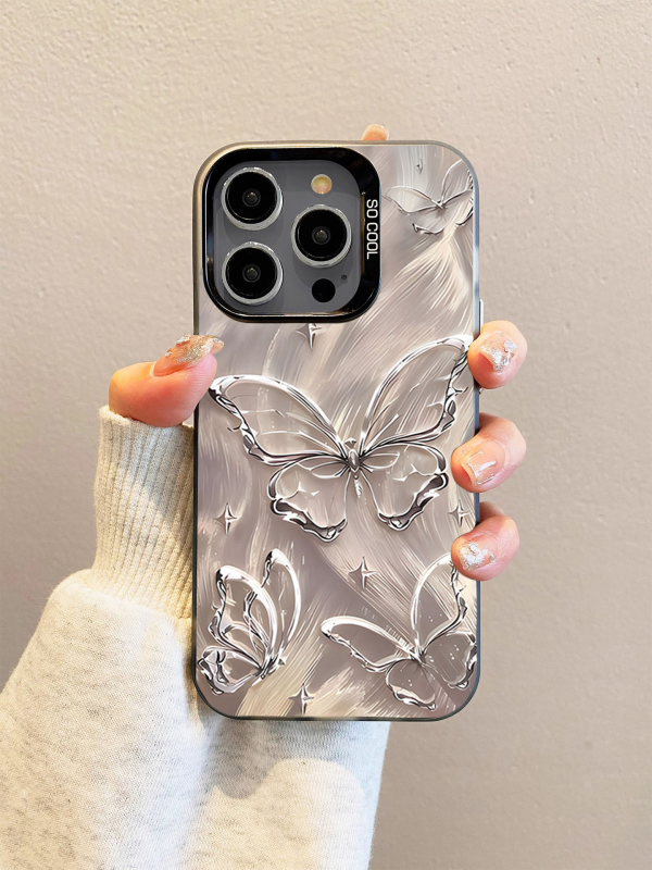 iPhone vāciņš ar tauriņa motīvu, matēts PC korpuss, pielāgojams, saderīgs ar iPhone 11–14 Pro/Max