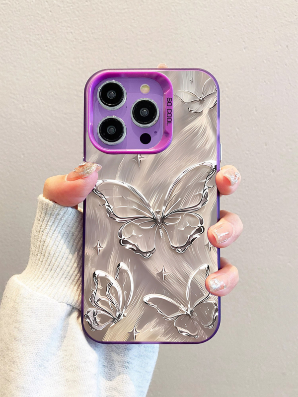 iPhone vāciņš ar tauriņa motīvu, matēts PC korpuss, pielāgojams, saderīgs ar iPhone 11–14 Pro/Max