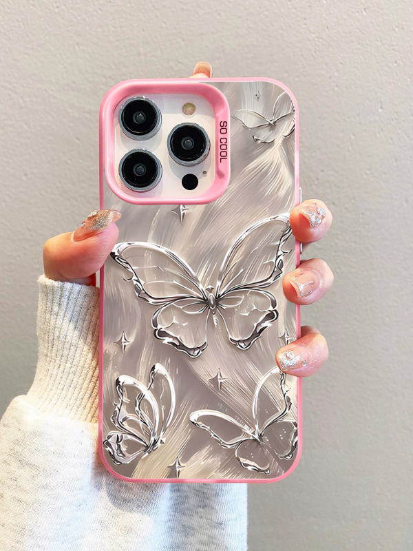 iPhone vāciņš ar tauriņa motīvu, matēts PC korpuss, pielāgojams, saderīgs ar iPhone 11–14 Pro/Max