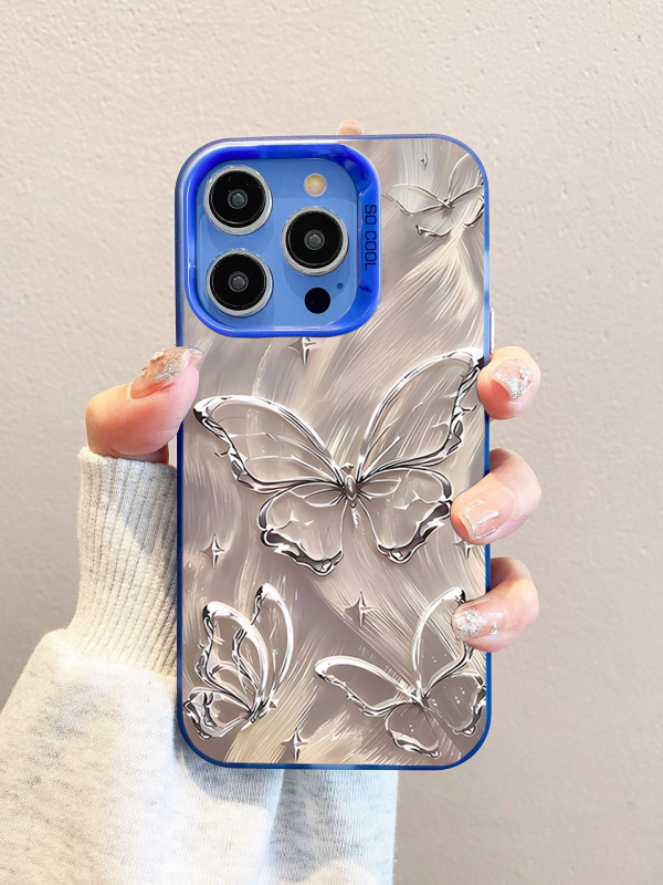 iPhone vāciņš ar tauriņa motīvu, matēts PC korpuss, pielāgojams, saderīgs ar iPhone 11–14 Pro/Max