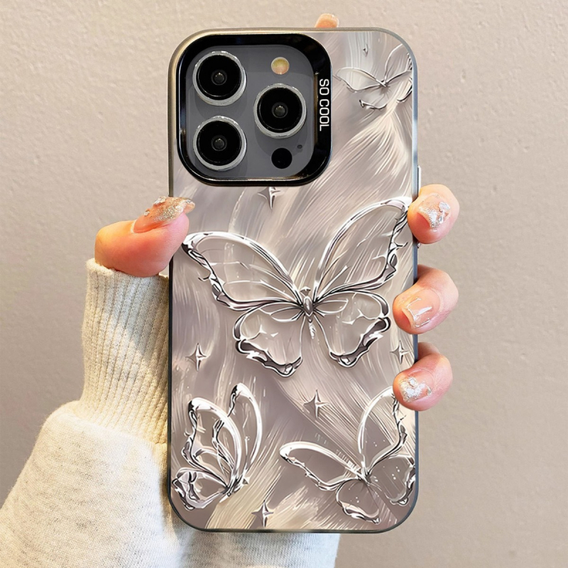 iPhone vāciņš ar tauriņa motīvu, matēts PC korpuss, pielāgojams, saderīgs ar iPhone 11–14 Pro/Max