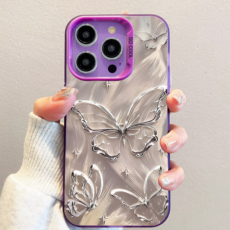 iPhone vāciņš ar tauriņa motīvu, matēts PC korpuss, pielāgojams, saderīgs ar iPhone 11–14 Pro/Max