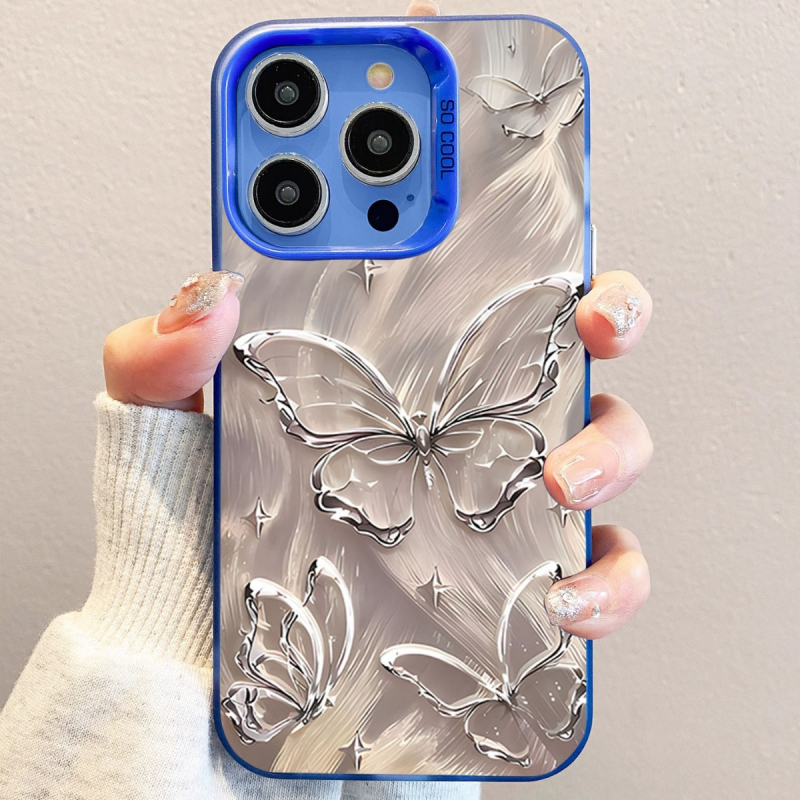 iPhone vāciņš ar tauriņa motīvu, matēts PC korpuss, pielāgojams, saderīgs ar iPhone 11–14 Pro/Max