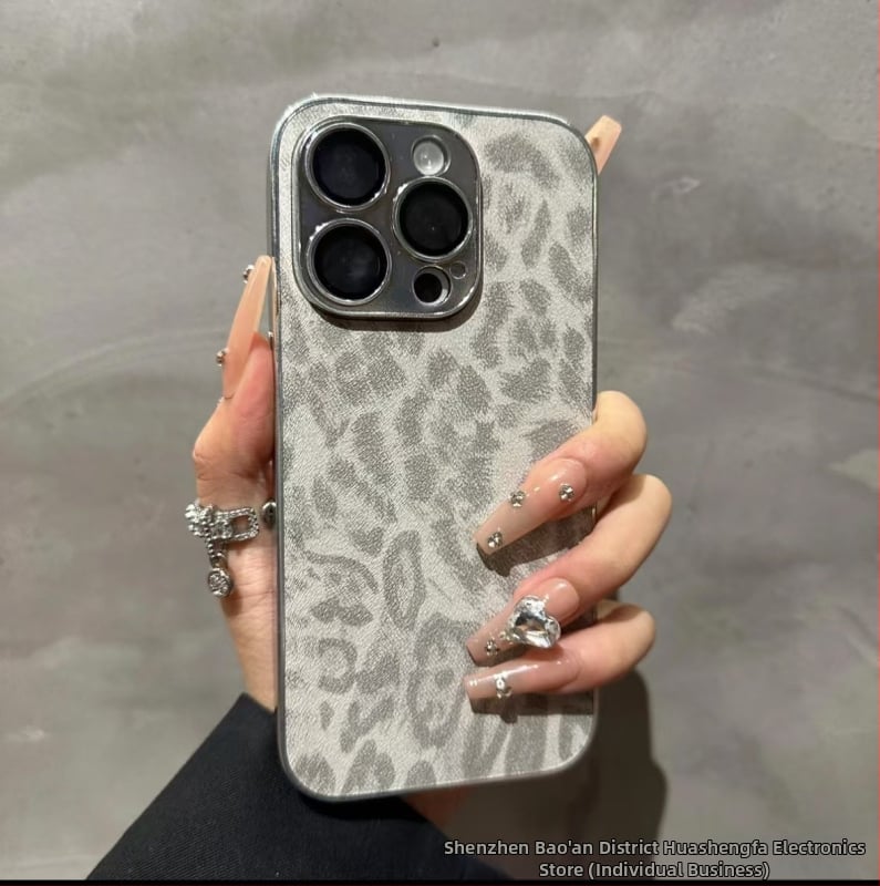Telefona korpuss ar leoparda rakstu un ādas pārklājumu, noturīgs pret triecieniem, ar objektīva aizsargfiltru, iPhone 11–14 sērijai