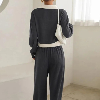 Γυναικείος 2‑τεμάχιο σετ για τρέξιμο, προσαρμόσιμο OEM, βαμβακερό casual αθλητικό σετ με κέντημα, Φθινόπωρο 2024