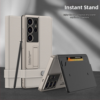 Carcasă pentru Samsung S24/S25 Ultra cu slot pentru card, portofel și suport – TPU+PC, presare la cald, protecție la șocuri